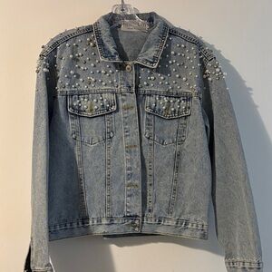 WIFEY Pearl Embellished Denim Jacket